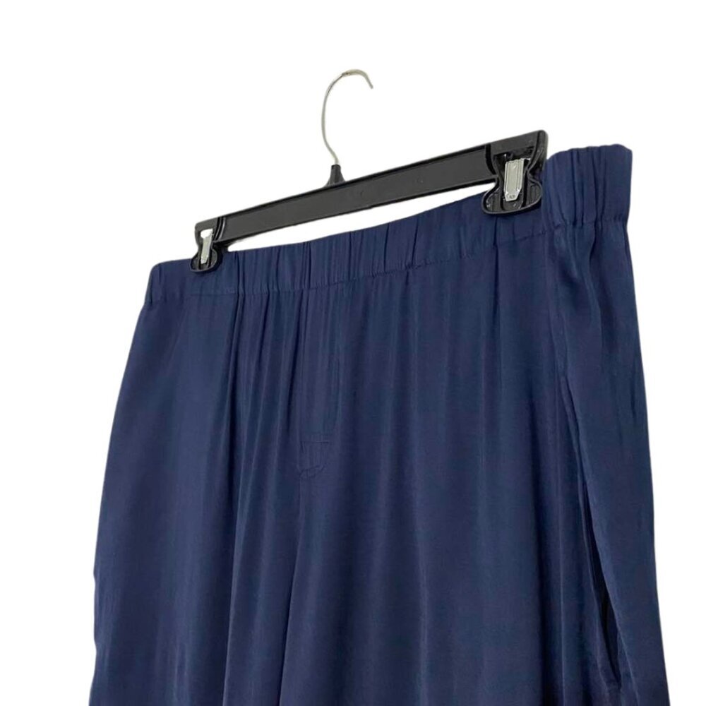 Chico's Navy Blue Super Comfortable Elastic Waist Wide Leg Pants With Pockets - Picture 4 of 10